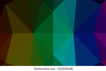 Dark Multicolor, Rainbow vector abstract polygonal layout. Triangular geometric sample with gradient.  A completely new template for your business design.