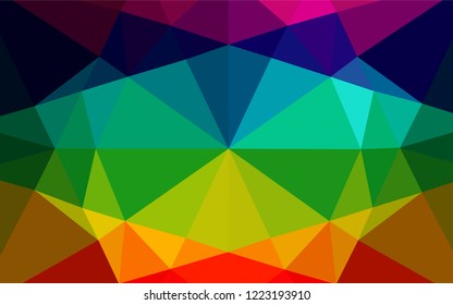 Dark Multicolor, Rainbow vector abstract polygonal layout. Creative illustration in halftone style with gradient. The best triangular design for your business.