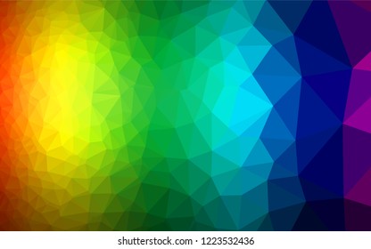 Dark Multicolor, Rainbow vector abstract polygonal layout. Shining illustration, which consist of triangles. A completely new template for your business design.