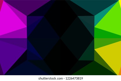 Dark Multicolor, Rainbow vector abstract polygonal layout. Creative illustration in halftone style with gradient. The polygonal design can be used for your web site.