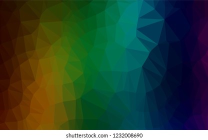 Dark Multicolor, Rainbow vector abstract polygonal texture. Colorful illustration in abstract style with gradient. The best triangular design for your business.