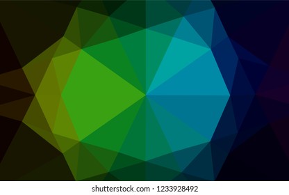 Dark Multicolor, Rainbow vector abstract mosaic background. A sample with polygonal shapes. The best triangular design for your business.