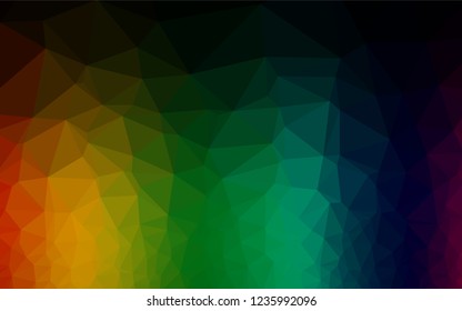Dark Multicolor, Rainbow vector abstract polygonal texture. Creative illustration in halftone style with gradient. Brand new style for your business design.