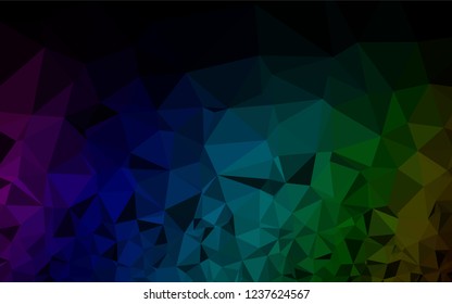 Dark Multicolor, Rainbow vector abstract polygonal layout. Glitter abstract illustration with an elegant design. A new texture for your design.