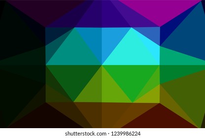 Dark Multicolor, Rainbow vector abstract mosaic backdrop. Geometric illustration in Origami style with gradient.  Brand new style for your business design.