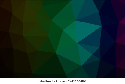 Dark Multicolor, Rainbow vector abstract mosaic backdrop. Triangular geometric sample with gradient.  The template can be used as a background for cell phones.