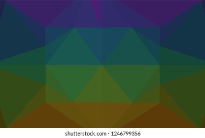 Dark Multicolor, Rainbow vector abstract mosaic background. A sample with polygonal shapes. Triangular pattern for your business design.