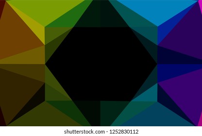 Dark Multicolor, Rainbow vector abstract polygonal cover. A sample with polygonal shapes. Triangular pattern for your business design.