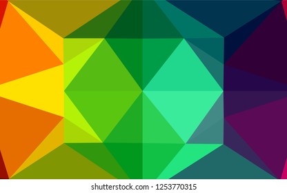 Dark Multicolor, Rainbow vector abstract polygonal layout. Shining colored illustration in a Brand new style. A new texture for your design.