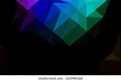 Dark Multicolor, Rainbow vector abstract mosaic pattern. Colorful illustration in abstract style with gradient. Polygonal design for your web site.