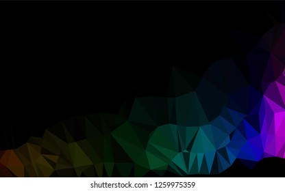 Dark Multicolor, Rainbow vector abstract mosaic backdrop. Shining illustration, which consist of triangles. The elegant pattern can be used as part of a brand book.