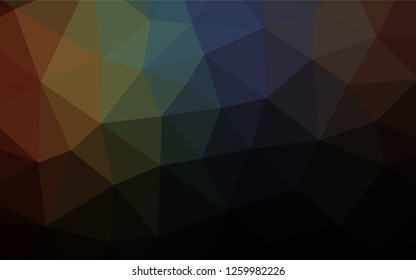 Dark Multicolor, Rainbow vector abstract mosaic backdrop. Triangular geometric sample with gradient.  The template can be used as a background for cell phones.