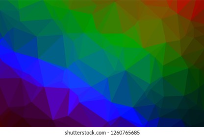 Dark Multicolor, Rainbow vector abstract polygonal texture. Shining colored illustration in a Brand new style. A completely new design for your business.