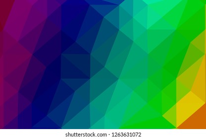 Dark Multicolor, Rainbow vector abstract polygonal layout. Colorful illustration in Origami style with gradient.  New texture for your design.