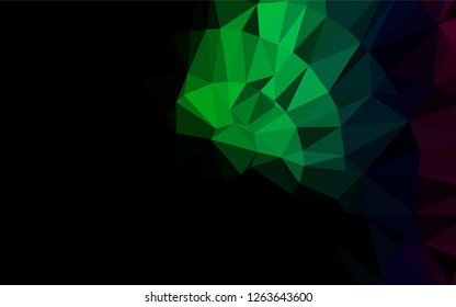 Dark Multicolor, Rainbow vector abstract polygonal layout. Geometric illustration in Origami style with gradient.  The template can be used as a background for cell phones.