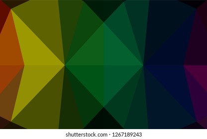 Dark Multicolor, Rainbow vector abstract mosaic backdrop. Triangular geometric sample with gradient.  A completely new design for your business.