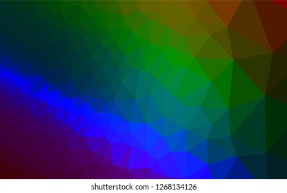 Dark Multicolor, Rainbow vector abstract polygonal texture. A sample with polygonal shapes. A new texture for your design.