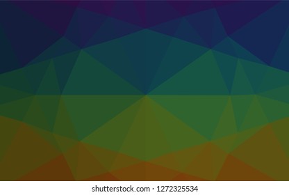 Dark Multicolor, Rainbow vector abstract polygonal texture. Shining illustration, which consist of triangles. The textured pattern can be used for background.