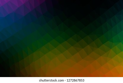 Dark Multicolor, Rainbow vector abstract polygonal cover. Brand new colorful illustration in with gradient. The best triangular design for your business.