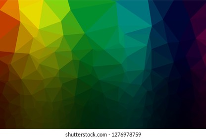 Dark Multicolor, Rainbow vector abstract polygonal texture. Triangular geometric sample with gradient.  Brand new design for your business.