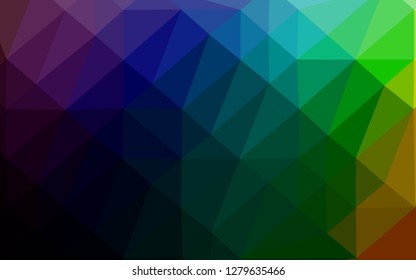 Dark Multicolor, Rainbow vector abstract mosaic background. A completely new color illustration in a vague style. Brand new design for your business.