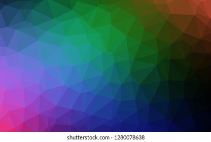 Dark Multicolor, Rainbow vector abstract mosaic backdrop. Triangular geometric sample with gradient.  Template for a cell phone background.