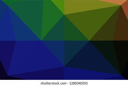 Dark Multicolor, Rainbow vector abstract mosaic background. Triangular geometric sample with gradient.  Triangular pattern for your business design.