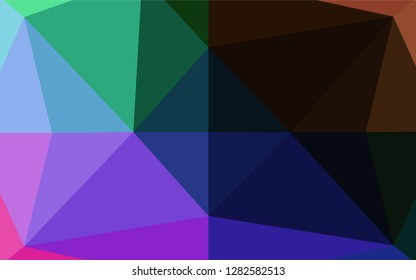 Dark Multicolor, Rainbow vector abstract polygonal cover. Creative geometric illustration in Origami style with gradient. Brand new design for your business.