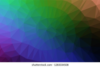 Dark Multicolor, Rainbow vector abstract polygonal layout. A vague abstract illustration with gradient. A completely new template for your business design.