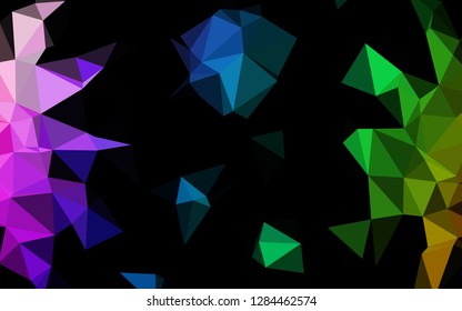 Dark Multicolor, Rainbow vector abstract mosaic pattern. Triangular geometric sample with gradient.  Elegant pattern for a brand book.