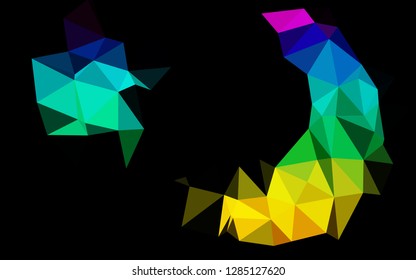 Dark Multicolor, Rainbow vector abstract polygonal layout. Colorful illustration in Origami style with gradient.  Brand new design for your business.