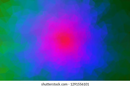 Dark Multicolor, Rainbow vector abstract mosaic pattern. A sample with polygonal shapes. Completely new design for your business.