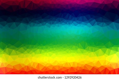 Dark Multicolor, Rainbow vector abstract polygonal cover. A completely new color illustration in a vague style. Triangular pattern for your business design.