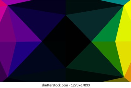 Dark Multicolor, Rainbow vector abstract polygonal layout. Shining illustration, which consist of triangles. The polygonal design can be used for your web site.