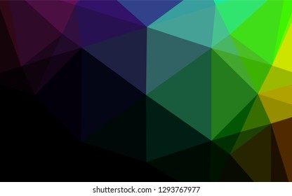 Dark Multicolor, Rainbow vector abstract polygonal layout. Brand new colored illustration in blurry style with gradient. Brand new design for your business.