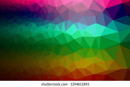 Dark Multicolor, Rainbow vector abstract polygonal cover. Triangular geometric sample with gradient.  Completely new design for your business.