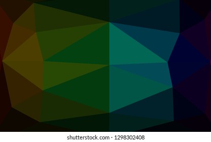 Dark Multicolor, Rainbow vector abstract polygonal texture. Triangular geometric sample with gradient.  New texture for your design.