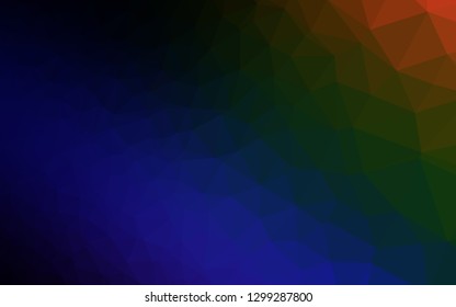 Dark Multicolor, Rainbow vector abstract polygonal texture. Glitter abstract illustration with an elegant design. Triangular pattern for your business design.