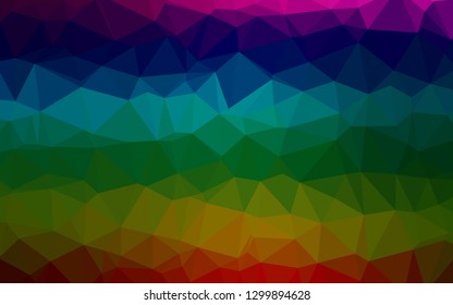 Dark Multicolor, Rainbow vector abstract mosaic pattern. Colorful abstract illustration with gradient. Triangular pattern for your business design.