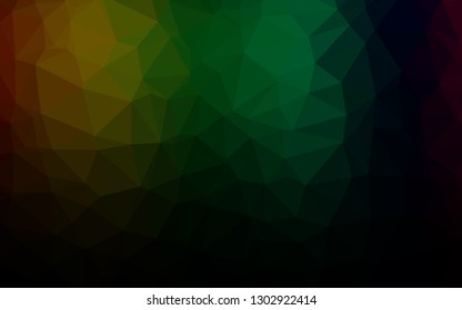 Dark Multicolor, Rainbow vector abstract polygonal cover. A completely new color illustration in a vague style. Triangular pattern for your business design.