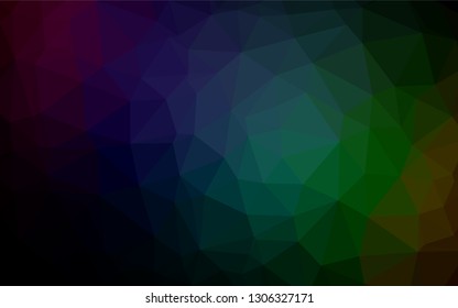 Dark Multicolor, Rainbow vector abstract mosaic backdrop. Triangular geometric sample with gradient.  The polygonal design can be used for your web site.