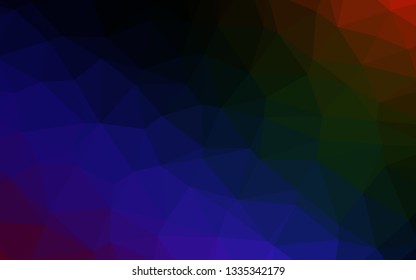 Dark Multicolor, Rainbow vector abstract polygonal texture. Triangular geometric sample with gradient.  Brand new style for your business design.