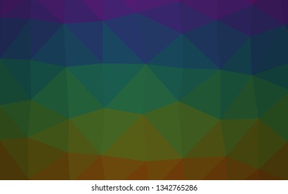 Dark Multicolor, Rainbow vector abstract polygonal texture. Colorful illustration in Origami style with gradient.  Elegant pattern for a brand book.