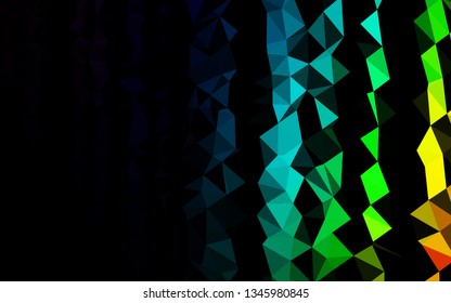 Dark Multicolor, Rainbow vector abstract mosaic backdrop. Geometric illustration in Origami style with gradient. Template for a cell phone background.