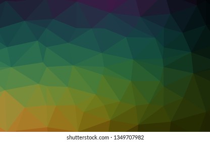 Dark Multicolor, Rainbow vector abstract mosaic background. Shining illustration, which consist of triangles. Polygonal design for your web site.