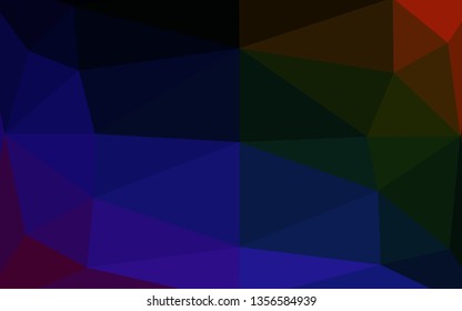 Dark Multicolor, Rainbow vector abstract mosaic backdrop. A completely new color illustration in a vague style. Triangular pattern for your business design.
