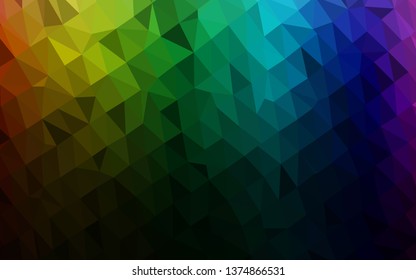 Dark Multicolor, Rainbow vector abstract mosaic pattern. Triangular geometric sample with gradient.  Completely new template for your business design.