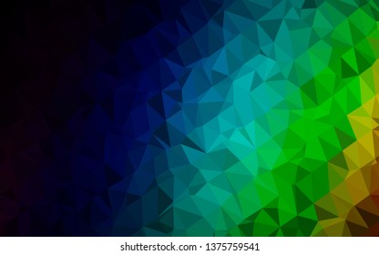 Dark Multicolor, Rainbow vector abstract mosaic background. Shining colored illustration in a Brand new style. Template for your brand book.