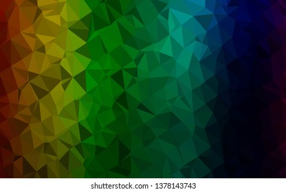 Dark Multicolor, Rainbow vector abstract mosaic background. Triangular geometric sample with gradient.  Brand new design for your business.
