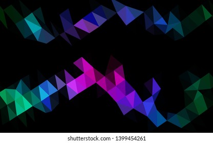 Dark Multicolor, Rainbow vector abstract mosaic pattern. A sample with polygonal shapes. Triangular pattern for your business design.